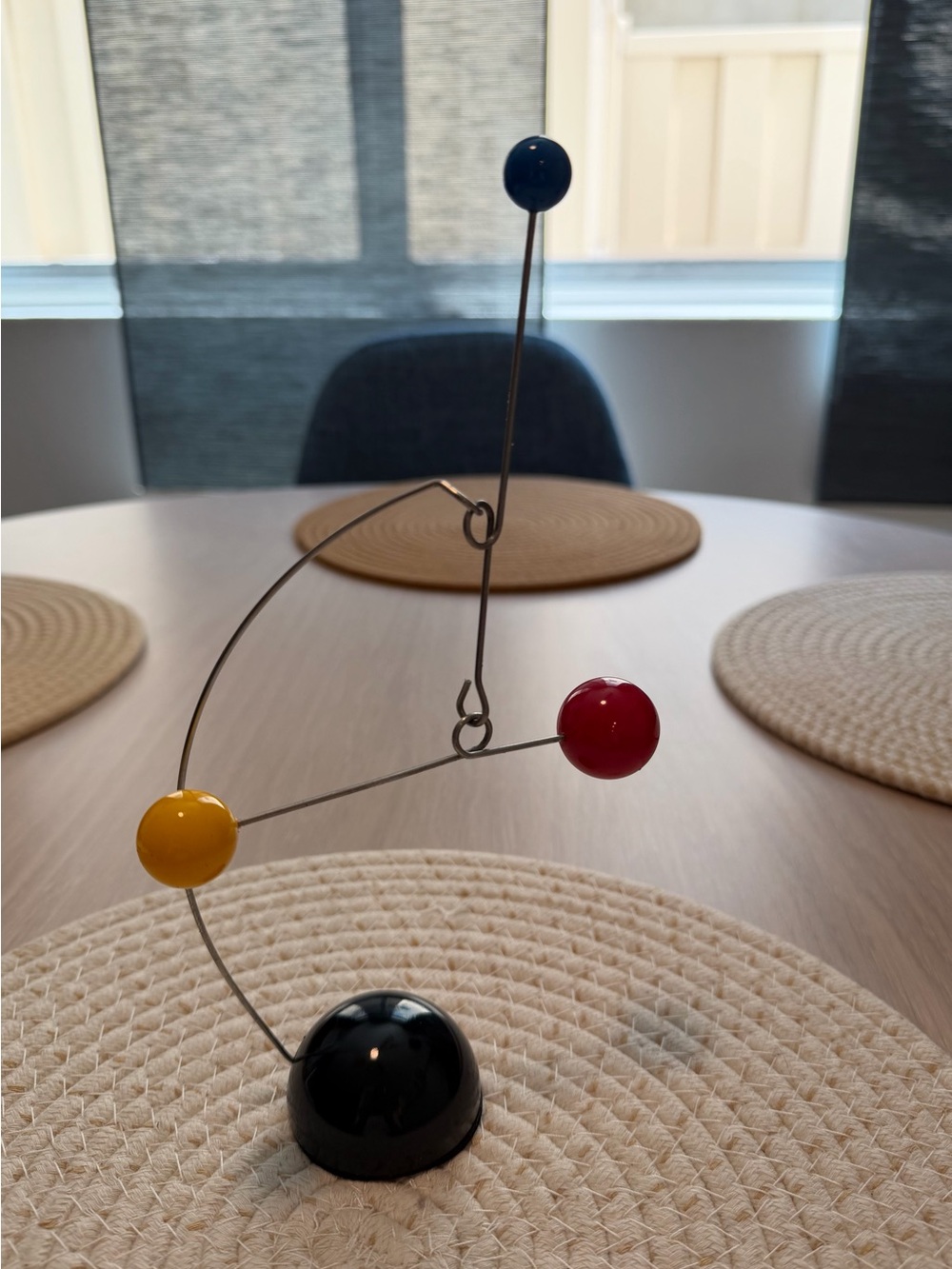 Modern Balancing Sphere Mobile - Black, Red, Yellow, Blue